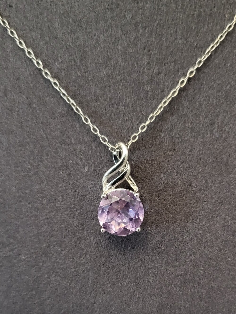 Sterling Silver Genuine Amethyst Pendant Necklace - Purple